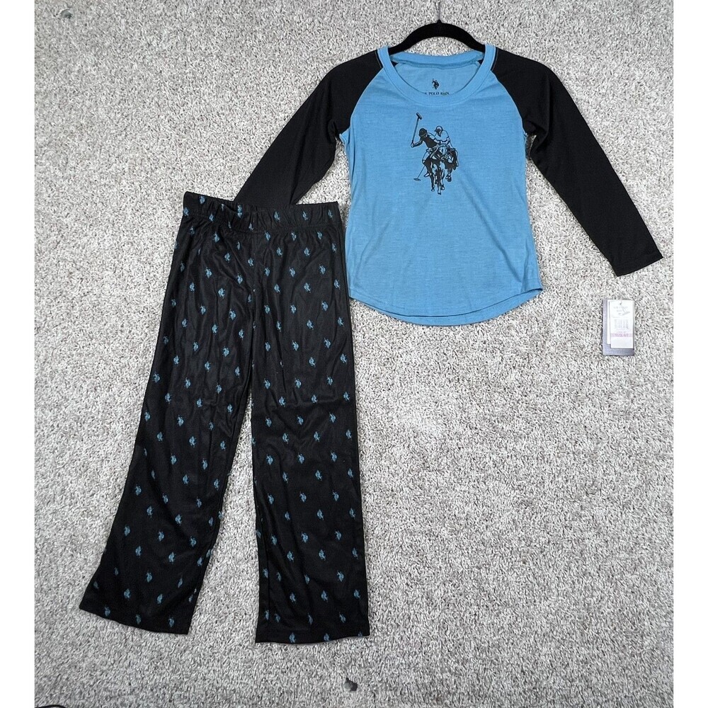 U.S. Polo Assn Kids Pajama Set Girls 6 7 Pony Print Loungewear